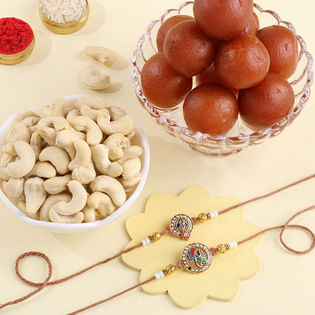 Graceful Bhai Bhabhi Rakhis With Sweets N Nuts-Belgium