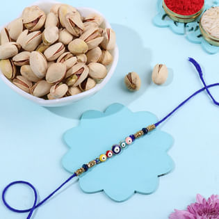 Graceful Evil Eye Rakhi With Pistachios