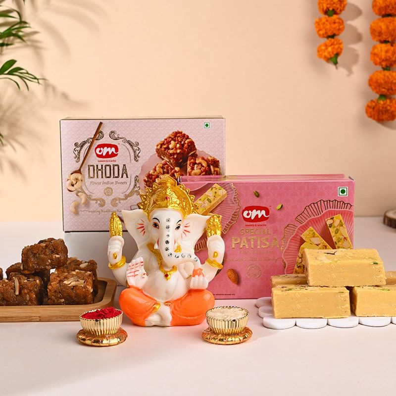 Graceful Ganesha Idol With Patisa N Dodha Burfi-Australia