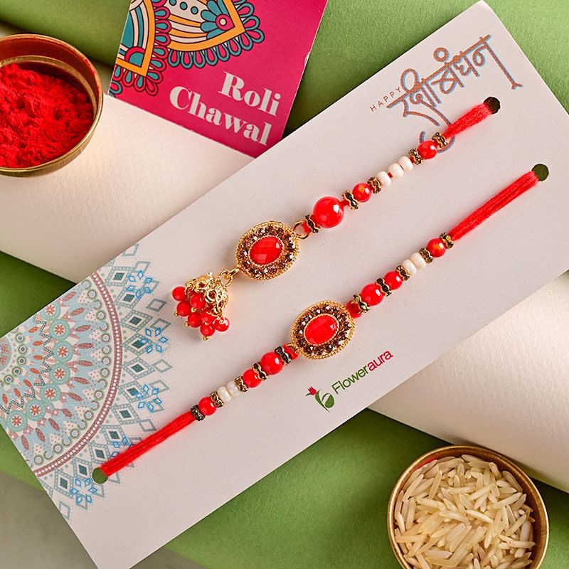 Send Graceful Kundan Bhai And Bhabhi Rakhi Combo Online For Bhaiya bhabhi