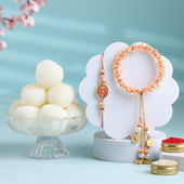 Graceful Pastel Bhaiya Bhabhi Rakhi Set With Rasgullas