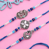 Graceful Peacock Designer Rakhi Trio
