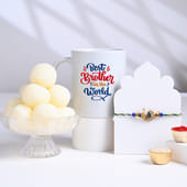 Graceful Peacock Rakhi With Rasgulla N Mug