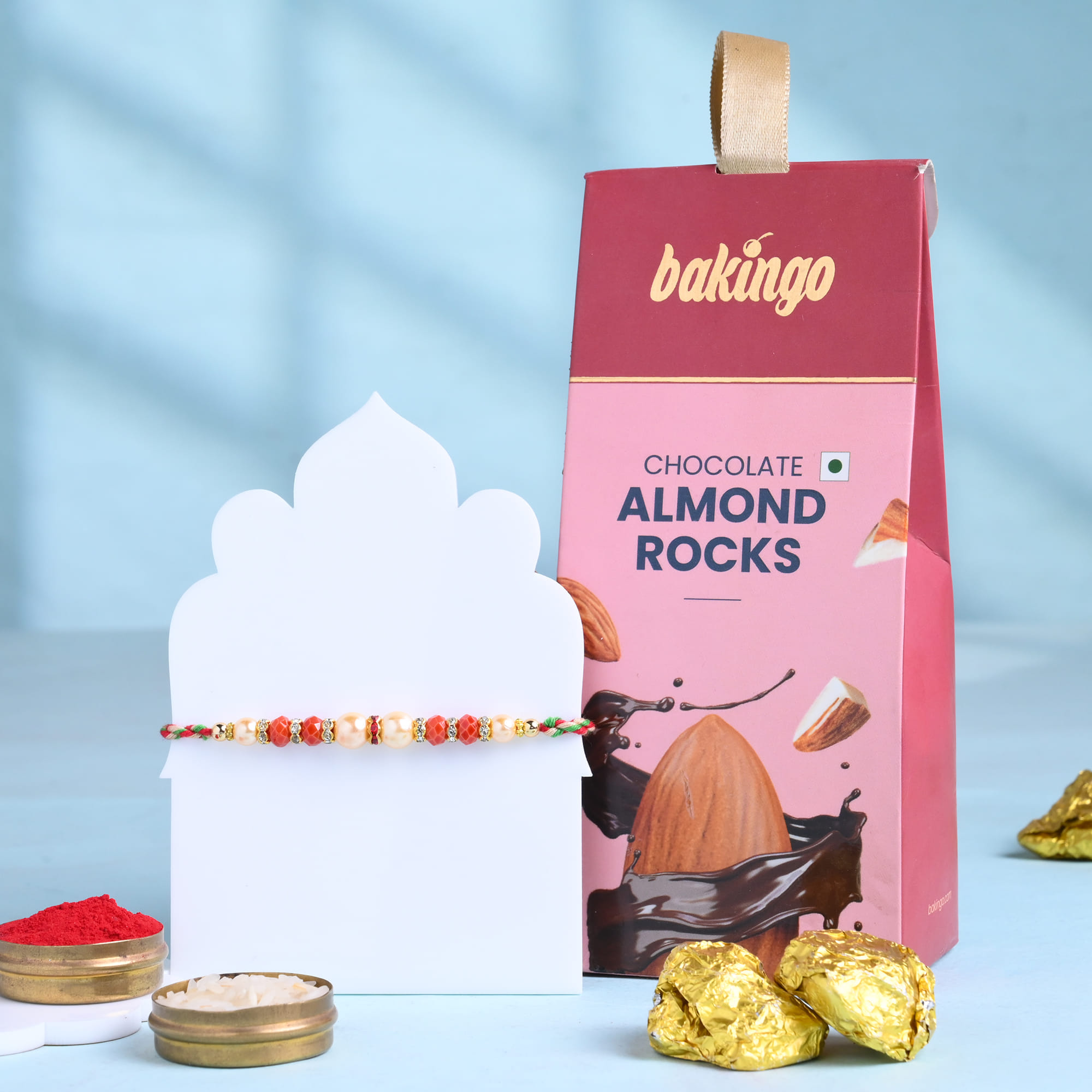 Graceful Pearl Rakhi N Chocolate Almond Rocks