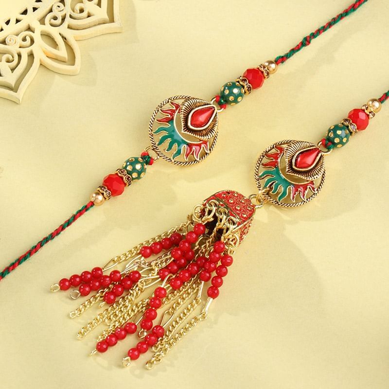 Graceful Red Bhaiya Bhabhi Rakhis
