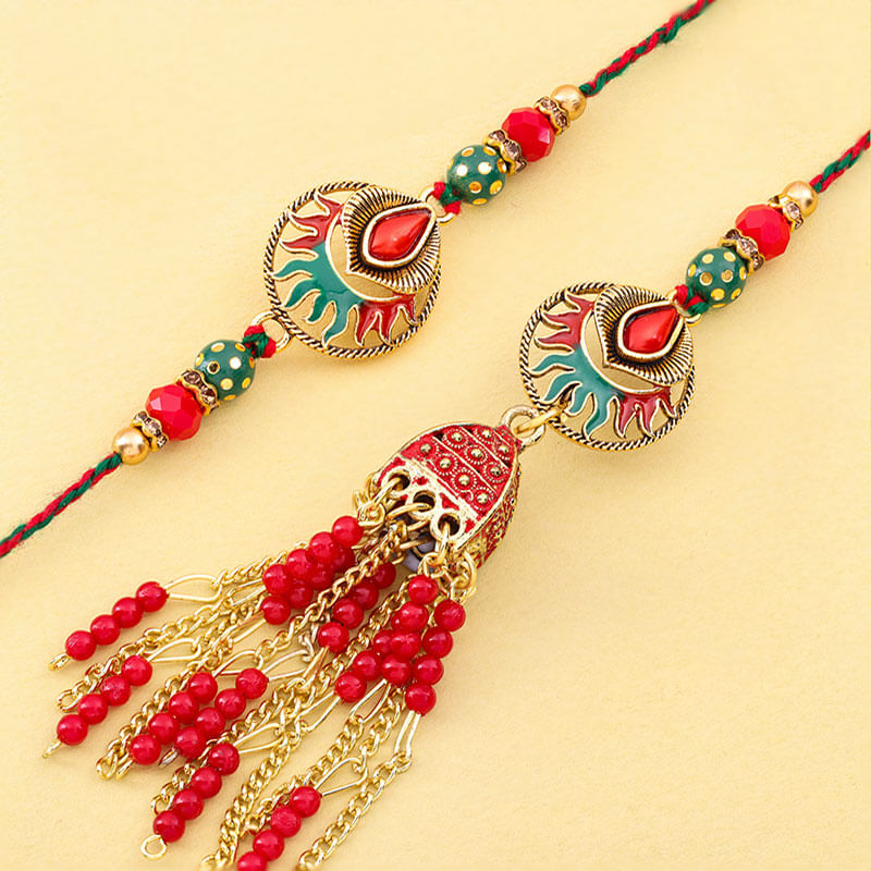 Graceful Red Bhaiya Bhabhi Rakhis