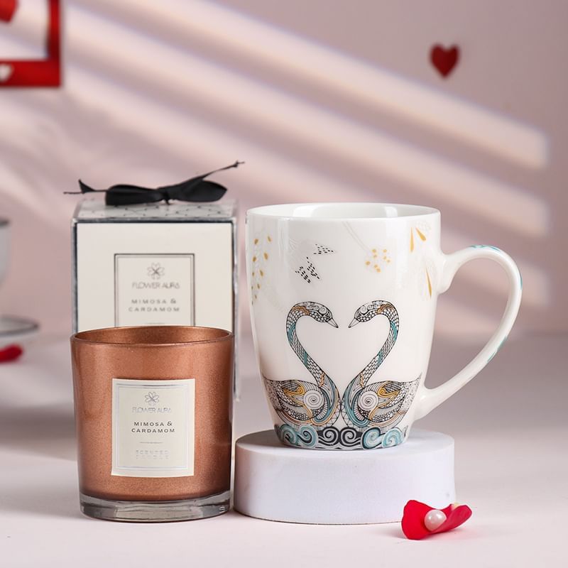 Graceful Swan Mug N Scented Candle