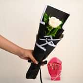 Graceful White Rose With Kitkat Delights