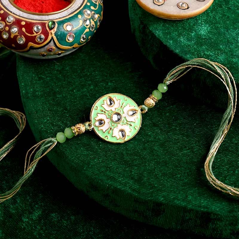Send Graciously Green Rakhi Online - Designer Rakhi