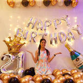 Grand Gold N Black Birthday Balloon Decor
