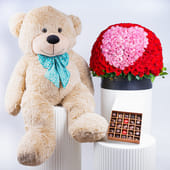 Grandeur Roses With Chocolates N Jumbo Teddy