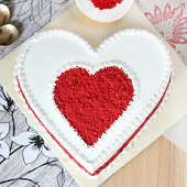Gratifying Heart Shape Red Velvet Cake - Top View