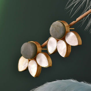 side view of Green Aventurine Brass Earrings