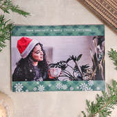 Zoomed View of Green Custom Christmas Greeting Card