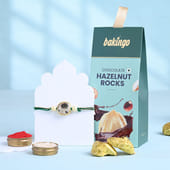 Green Flower Rakhi With Hazelnut Rocks