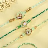 Green Meenakari Rakhi Trio