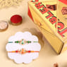 Green N Orange Ganesha Rakhis With Chocolates