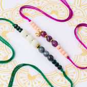 Green N Purple Beads Rakhi Set