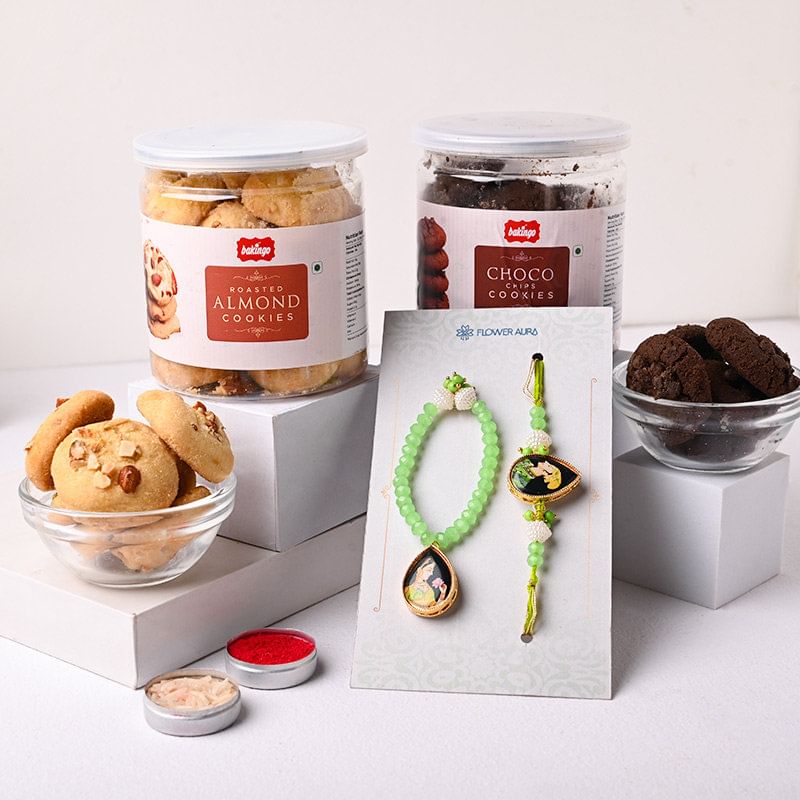 Set of 2 Bhaiya Bhabhi Rakhi with Sweets