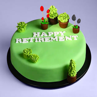 Greenery Themed Retirement Cake