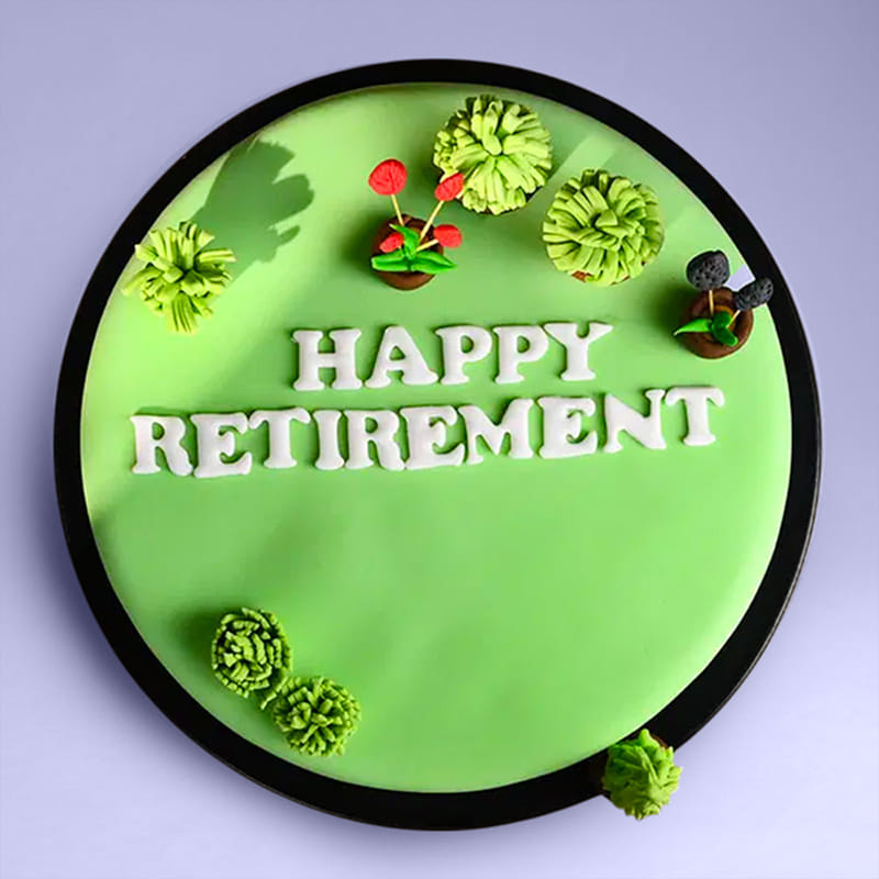 Greenery Themed Retirement Cake