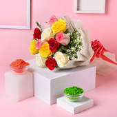 Gulaal And Rose Bouquet Holi Combos