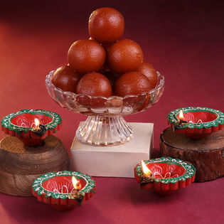 Gulab Jamun And Festive Diyas