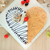 Heart Shaped Chocolate Butterscotch Cake - Top View