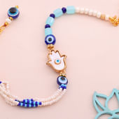Hamsa Blessings Evil Eye Bracelet Rakhi