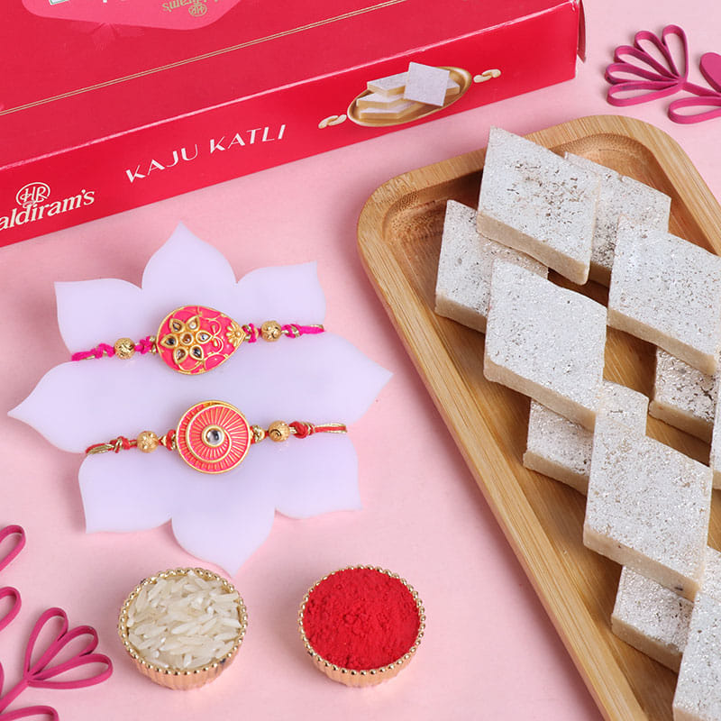 Hand Painted Pink Stone With Kaju Katli