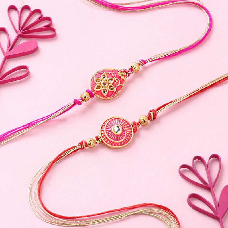Hand Painted Pink Stone With Kaju Katli