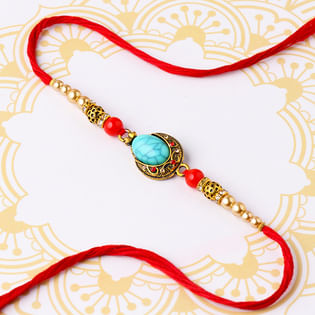 Turquoise Oxidised Rakhi