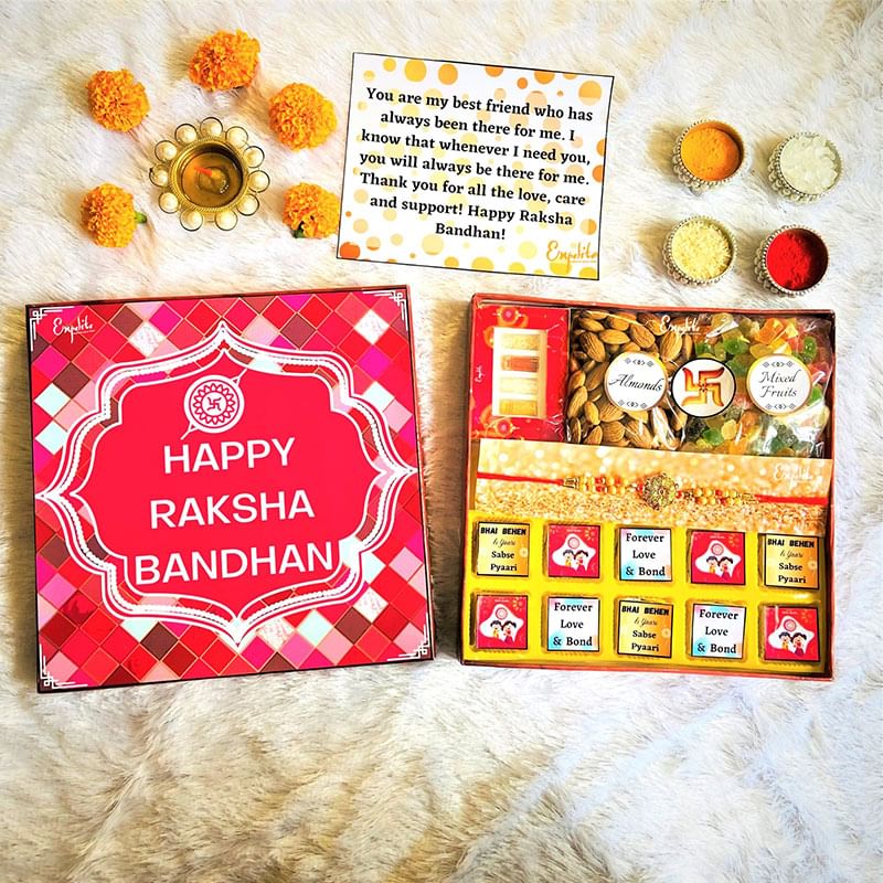 Handmade Chocolates With Rakhi N Dry Fruits
