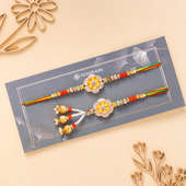 Set of 2 Handpainted Floral Bhaiya Bhabhi Rakhi