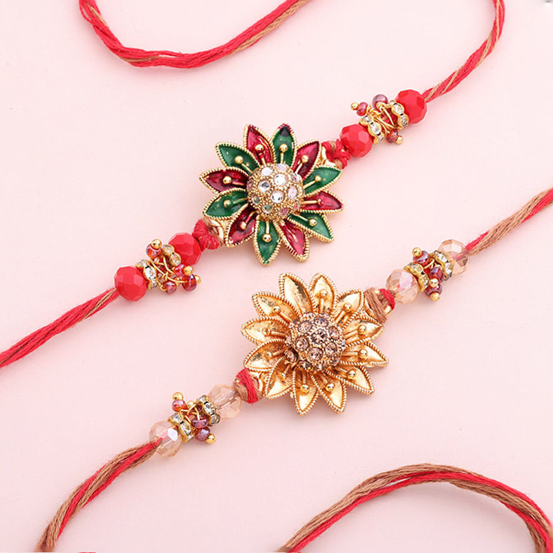 Handpainted Floral Rakhi Duo
