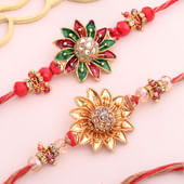 Handpainted Floral Rakhi Duo