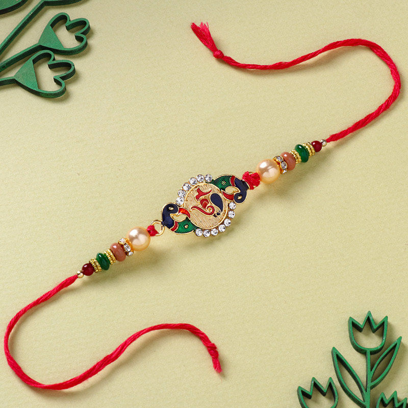 Handpainted Peacock Stone Rakhi