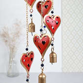 Front View of Hanging Hearts Windchime