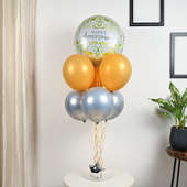 Silver Gold Balloon Bouquet for Happy Anniversary 