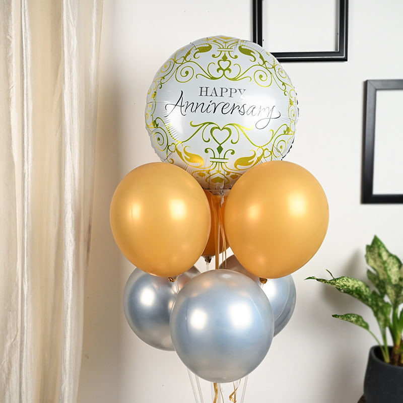 Balloon Bunches - Happy Anniversary Silver Gold Balloon 