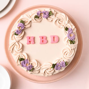 Happy Birthday Vanilla Cake - Top View