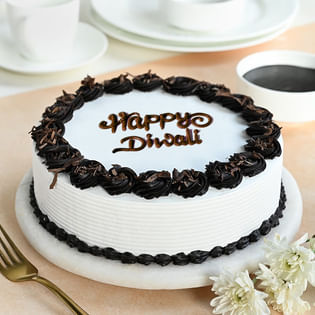 Happy Diwali Black Forest Cake, Order Special Diwali Cakes