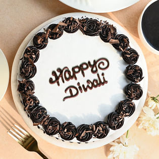 Happy Diwali Black Forest Cake, Order Special Diwali Cakes