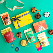 Happy Diwali Gift Box With Dry Fruits Laddoos N Snacks