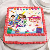 Happy Holi Square Photo Design Cake