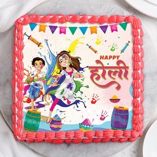 Happy Holi Square Photo Special Cake