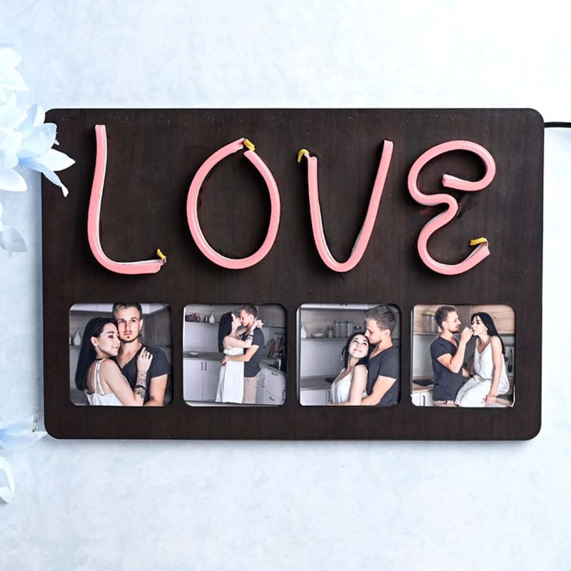 front view of Happy In Love personalised Photo Lamp Online