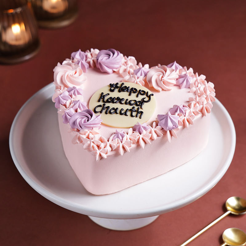 Happy Karwa Chauth Chocolate Heart Cake