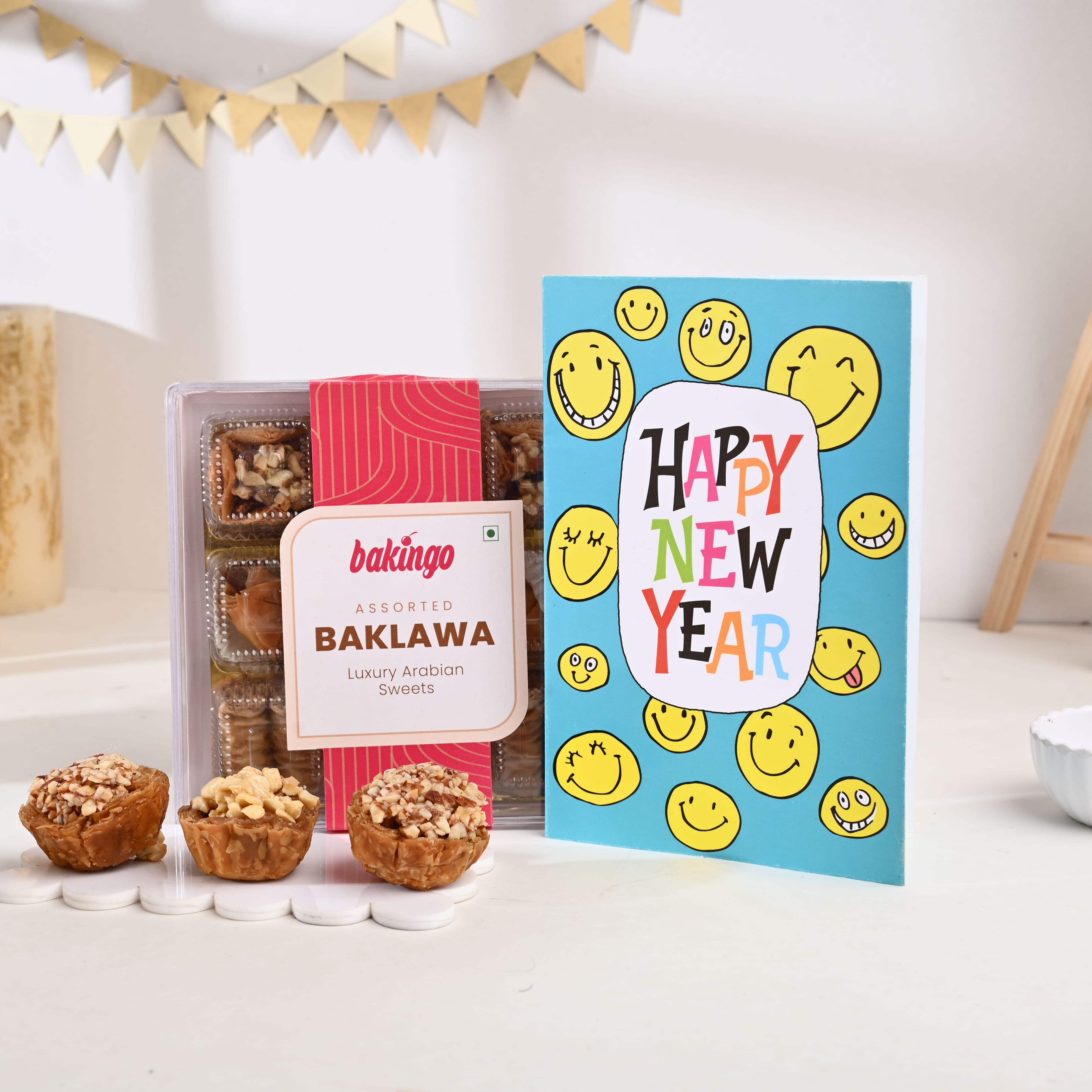 Happy New Year Card With Baklawa