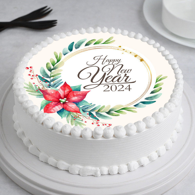 Floral Poster Best Cake for New Year